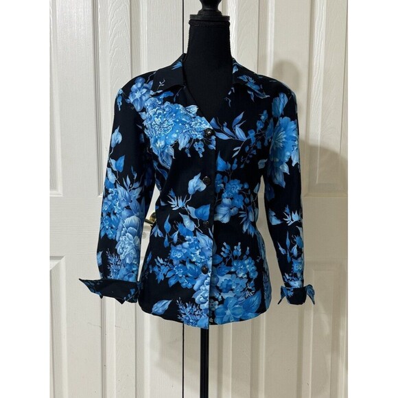 Nancy Bolen City Girl Blazer Jacket Artistic Sequin Floral Embellished -10 - Picture 1 of 14